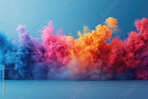  A vibrant burst of colors, with red and blue powder colliding in the center on an isolated background. Created with Ai