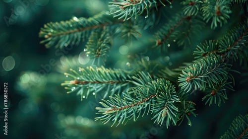 Branch of a pine tree covered in thick foliage