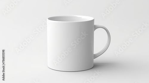 Realistic white ceramic mug mockup isolated on white background.