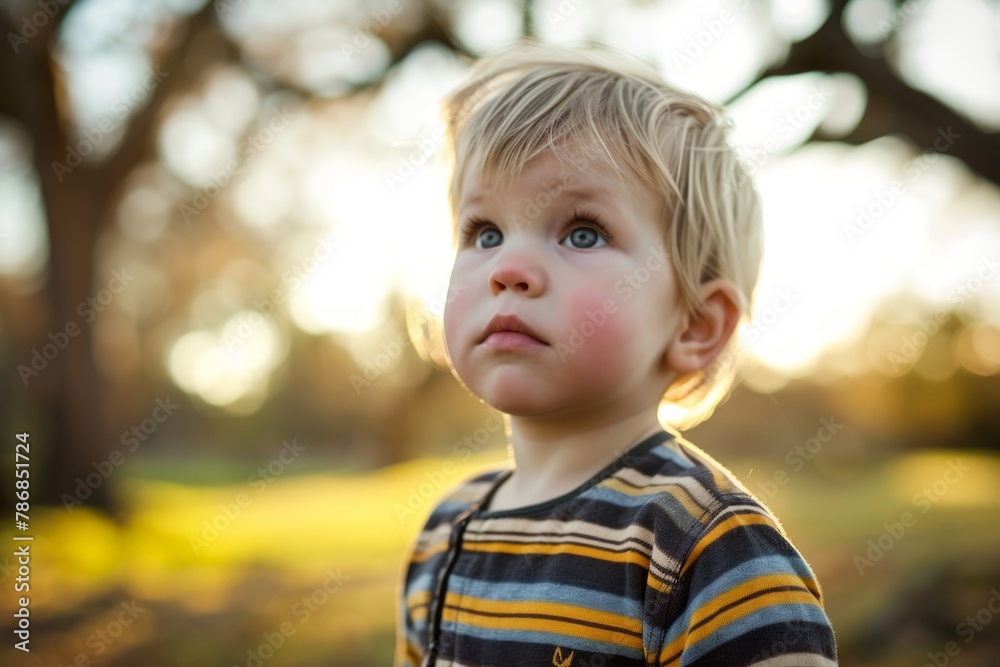 Portrait of a cute little boy with blue eyes in autumn park Portrait of a cute little boy with blue eyes in autumn park