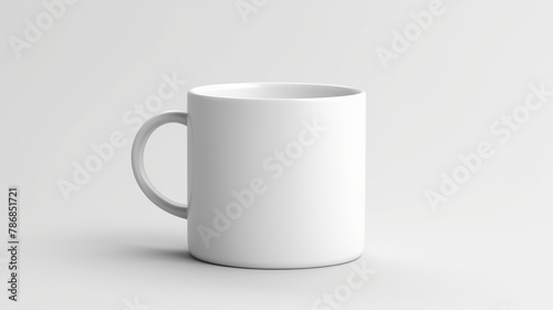 Realistic white ceramic mug mockup isolated on white background.