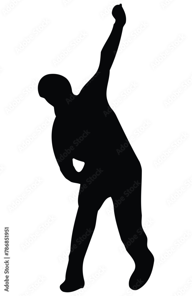 Fototapeta premium Cricket player bowling silhouette vector illustration.