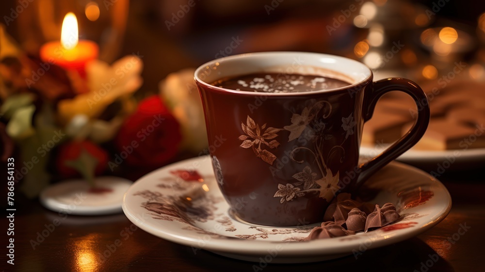 Hot chocolate menu on rustic wooden table. Hot chocolate menu on rustic wooden table.