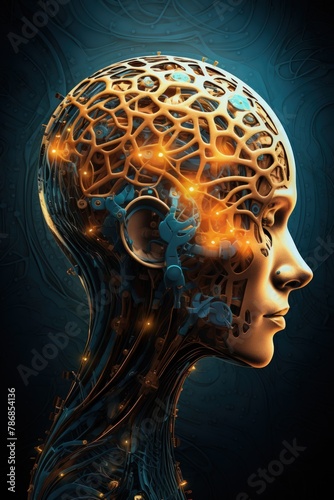 Digital art featuring the human brain and consciousness.