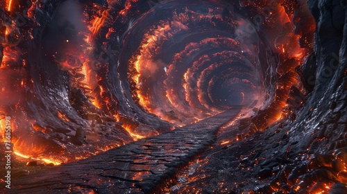 Virtual lava tunnels, molten journey photo