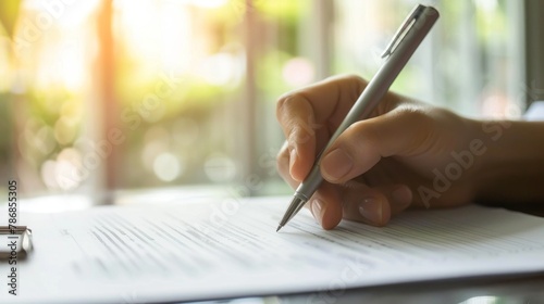 A person holding a pen and signing documents to initiate funding for investment and marketing projects.  photo