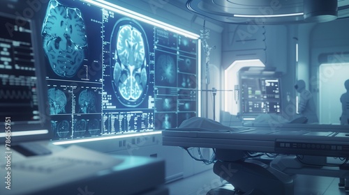 An operating room equipped with the latest X-ray medical scan technology