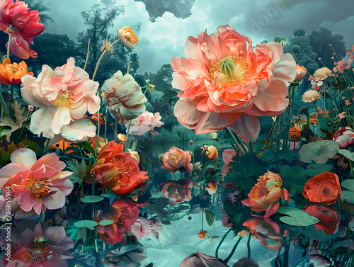 Wallpaper Mural Ethereal Blooms Dancing in the Water Torontodigital.ca