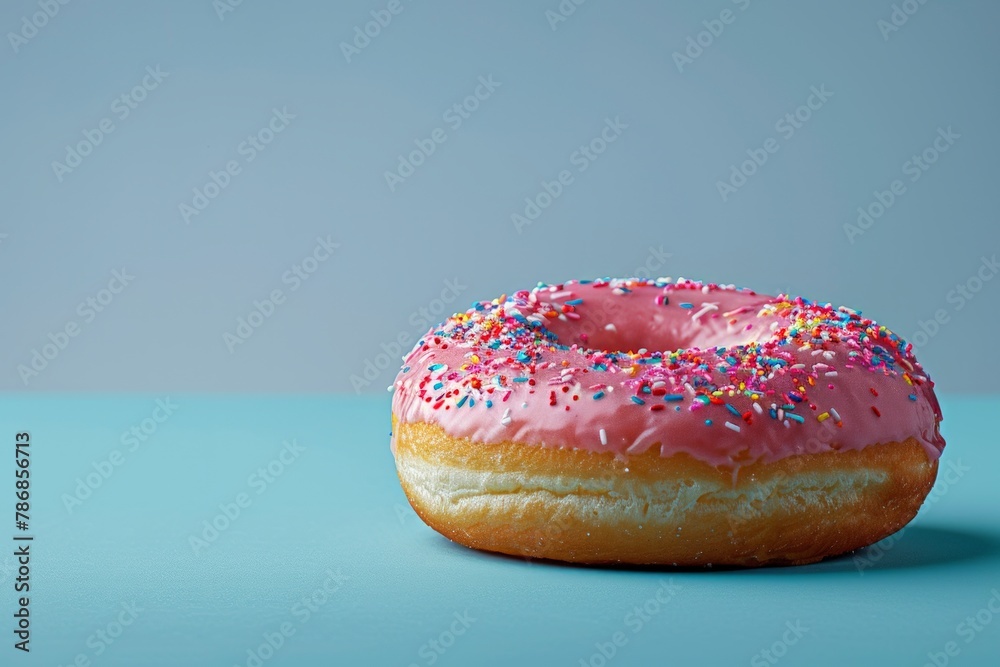 Donuts doughnuts with chocolate, marshmallow and sugar sprinkles on light background. Image for cafe menu, Banner