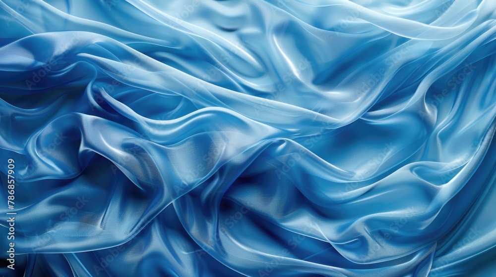 Obraz premium Flowing Blue Satin for Elegant Backgrounds: flowing fabric design, blue satin texture, elegant backdrop