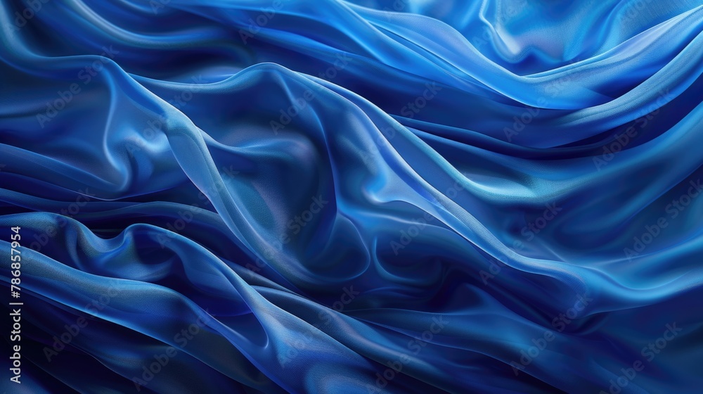 Silky Smooth Blue Fabric Detail: close-up fabric texture, smooth blue satin, luxurious textile Silky Smooth Blue Fabric Detail: close-up fabric texture, smooth blue satin, luxurious textile