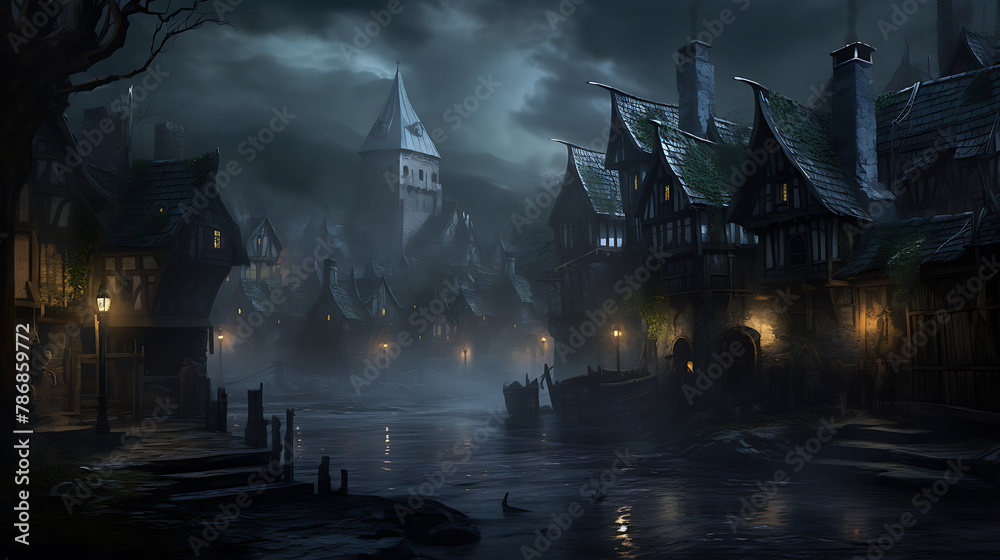 Enter mysterious medieval fantasy village nestled