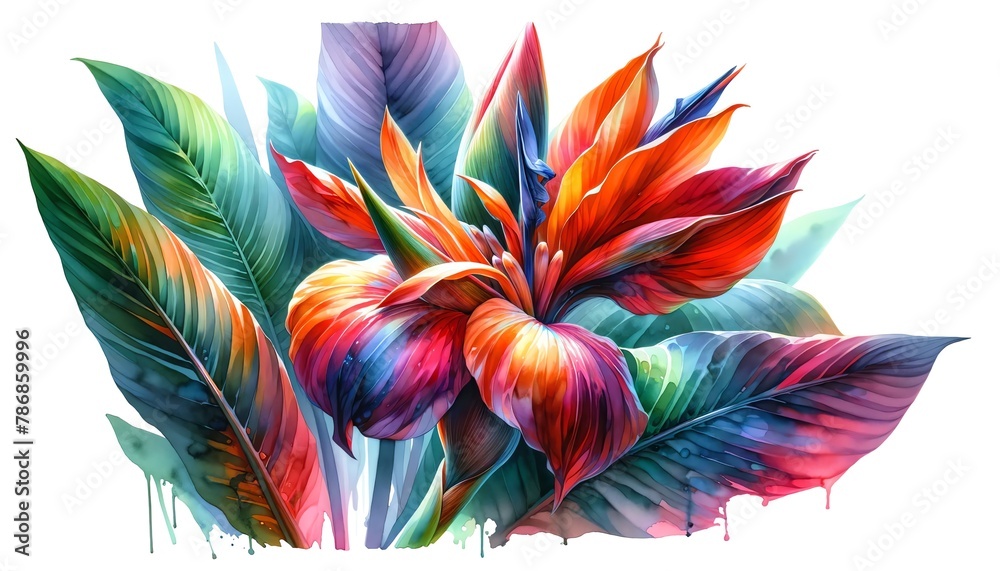 Watercolor Painting of a Canna 'Australia' Flower