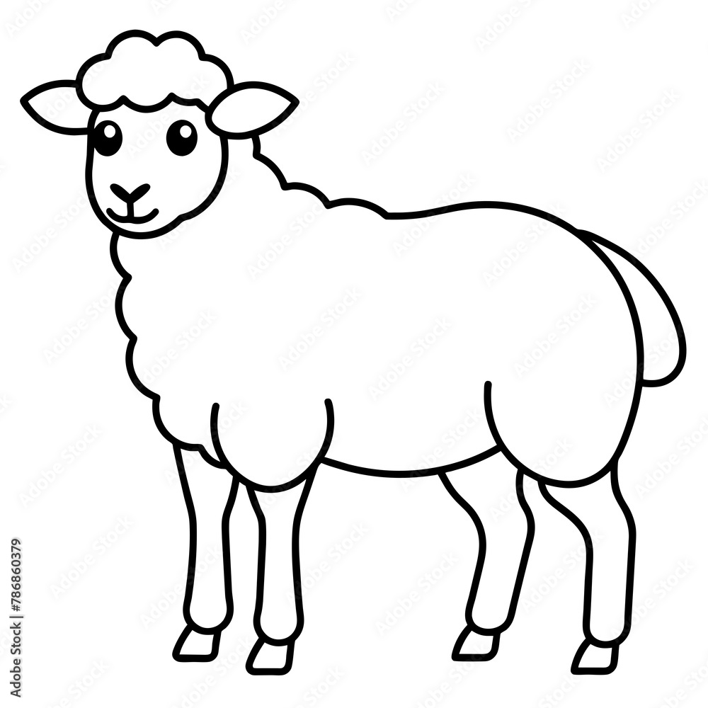Fototapeta premium sheep mascot,sheep silhouette,sheep face vector,icon,svg,characters,Holiday t shirt,black sheep drawn trendy logo Vector illustration,sheep line art on a white background