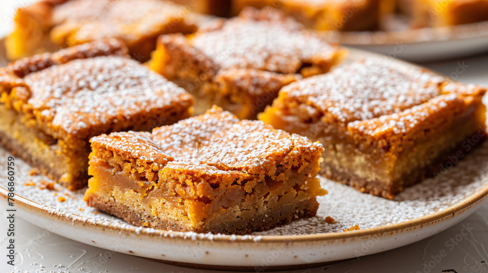 Delicious Plate of Pumpkin Bars Isolated