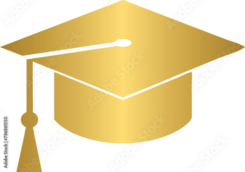 Education icon, golden graduation cap icon photo