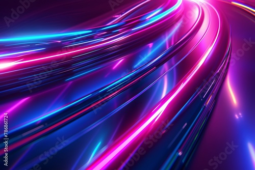 High-Speed Pink and Neon Lights: Abstract Background Symbolizing Connection, Fidelity, and Constancy photo