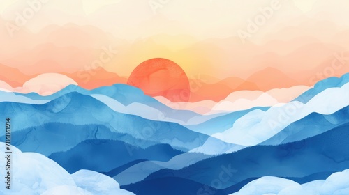  Abstract Sky Gradient  Orange and Blue Palette 