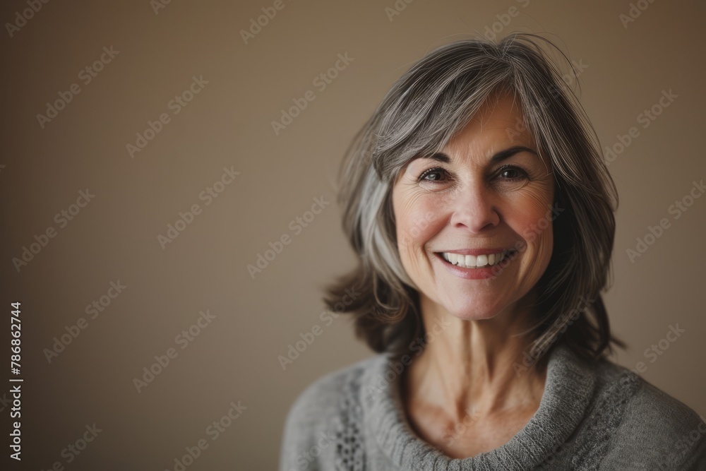 Portrait of a happy senior woman smiling at the camera with copy space Portrait of a happy senior woman smiling at the camera with copy space