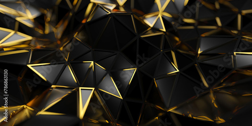 Futuristic surface of modern golden black triangles
