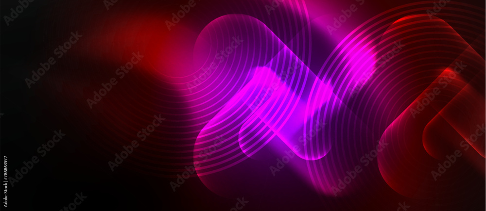 A vibrant purple wave illuminates the dark sky, reminiscent of colorful automotive lighting. The water shimmers with hues of violet, pink, and magenta, creating a mesmerizing visual effect A vibrant purple wave illuminates the dark sky, reminiscent of colorful automotive lighting. The water shimmers with hues of violet, pink, and magenta, creating a mesmerizing visual effect