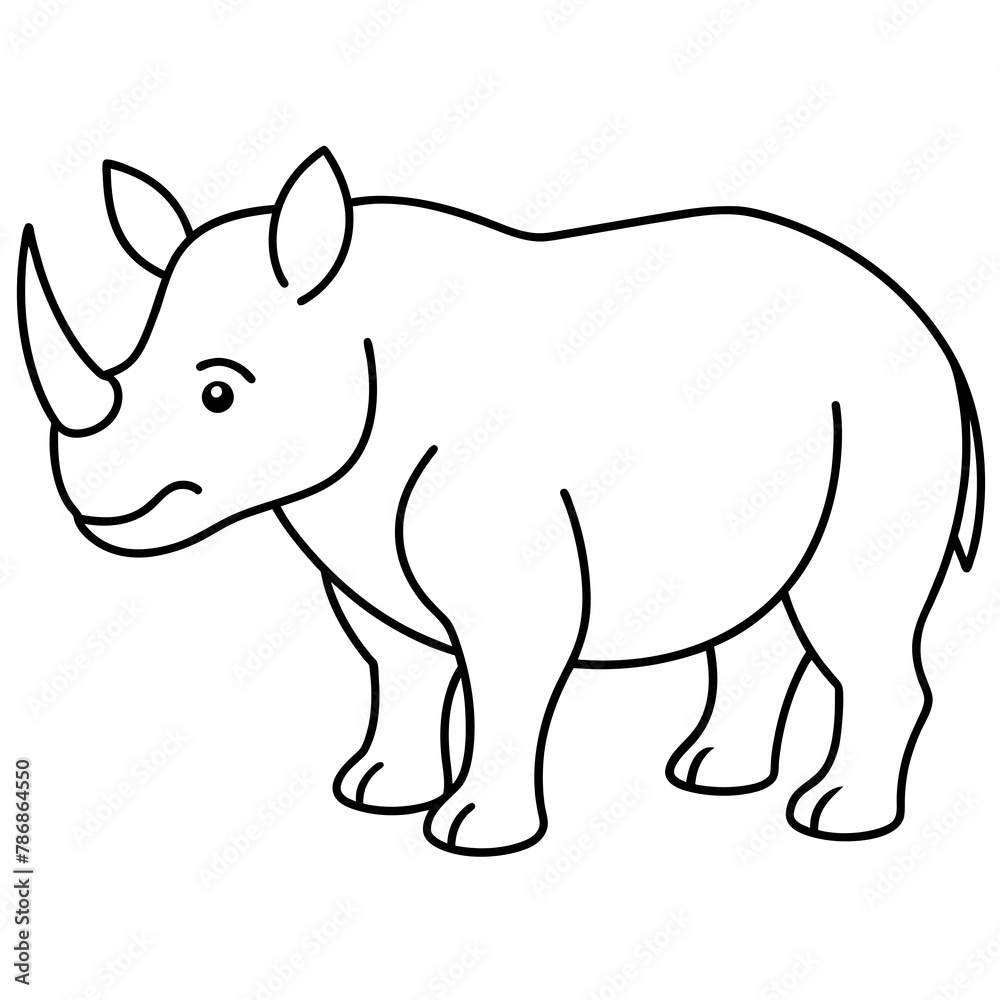 Rhinoceros isolated mascot,Rhinoceros silhouette,rhino vector,icon,svg,characters,Holiday t shirt,black Rhinoceros drawn trendy logo Vector illustration,rhino line art on a white background