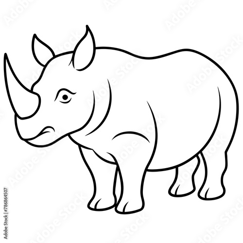 Rhinoceros isolated mascot,Rhinoceros silhouette,rhino vector,icon,svg,characters,Holiday t shirt,black Rhinoceros drawn trendy logo Vector illustration,rhino line art on a white background © SK kobita