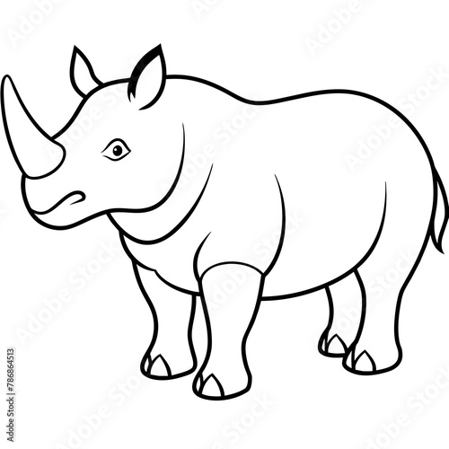 Rhinoceros isolated mascot Rhinoceros silhouette rhino vector icon svg characters Holiday t shirt black Rhinoceros drawn trendy logo Vector illustration rhino line art on a white background