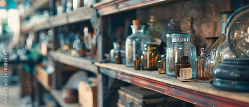 Dazzling Symphony: A Shelf Overflowing With Shimmering Glass Bottles