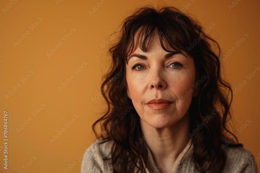 Portrait of a beautiful middle-aged woman with long wavy hair Portrait of a beautiful middle-aged woman with long wavy hair