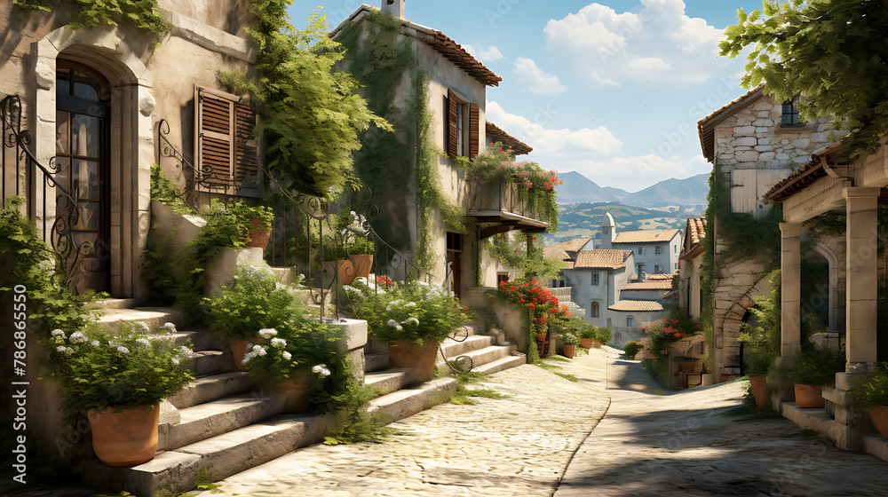 Fototapeta premium Explore the historical backdrop of French village