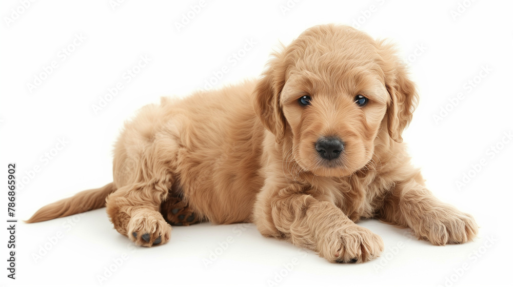 goldendoodle puppy, puppy, white background, cute puppy, dog, mock up, photography