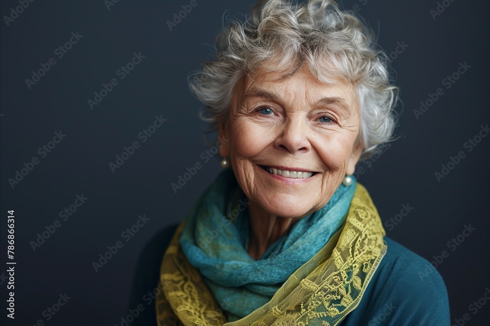 Portrait of a happy senior woman with a scarf on her neck Portrait of a happy senior woman with a scarf on her neck