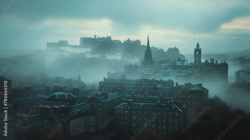 A City's Crown: Edinburgh Castle's Details Emerge from Foggy Depths