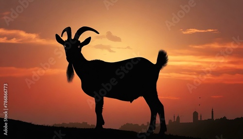 silhouette of a horse in the sunset  silhouette of a goat on a farm for eid-ul-adha