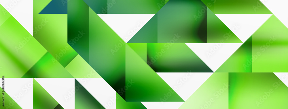 A creative arts piece featuring a geometric pattern of green triangles on a white background. The symmetry and closeup detail highlight the beauty of the art A creative arts piece featuring a geometric pattern of green triangles on a white background. The symmetry and closeup detail highlight the beauty of the art