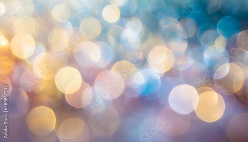 Abstract blur bokeh banner background. Rainbow colors, pastel purple, blue, gold yellow, white silver, pale pink bokeh background, Ai Generate