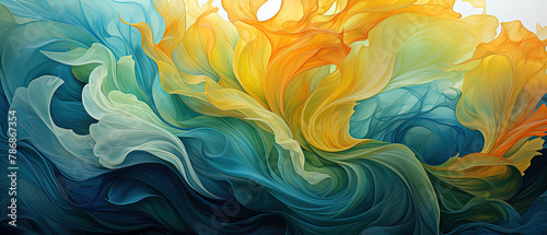 painting of a colorful swirl of water with a white background photo