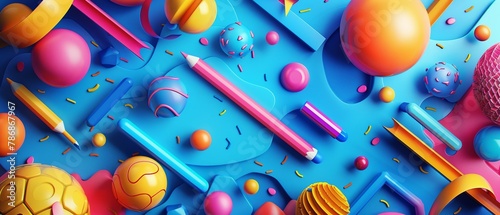 Surreal educational tools in a colorful abstract