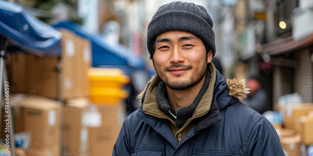 Urban Explorer in Winter Attire With a Confident Smile