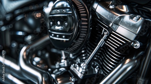 Wallpaper Mural Motorcycle engine. Motor and mechanism closeup
 Torontodigital.ca
