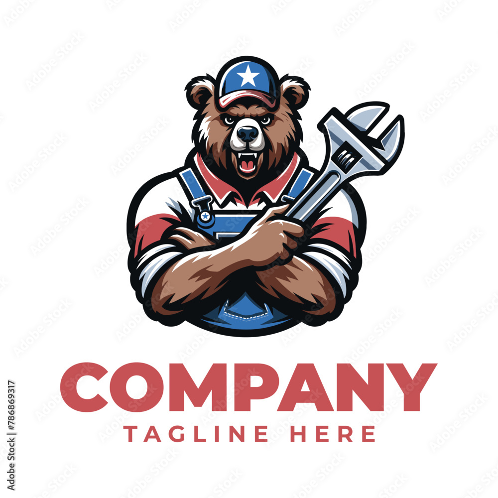 USA bear mascot logo design vector