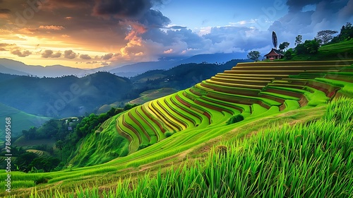 Rice fields on terraced at Chiang Mai Thailand 