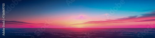 Surreal Sunset Above the Clouds with Vibrant Pink and Blue Hues