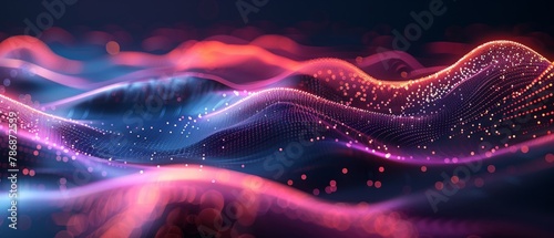 Glowing 3D waves in abstract design photo