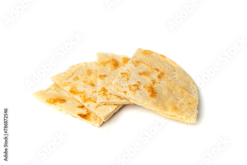Pita Pieces Isolated, Moroccan Msemmen Flat Bread