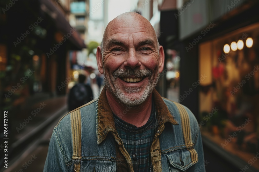 Portrait of a smiling senior man in the streets of the city Portrait of a smiling senior man in the streets of the city