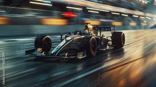A professional race car driver speeding around the track during a high-stakes competition © Yuda