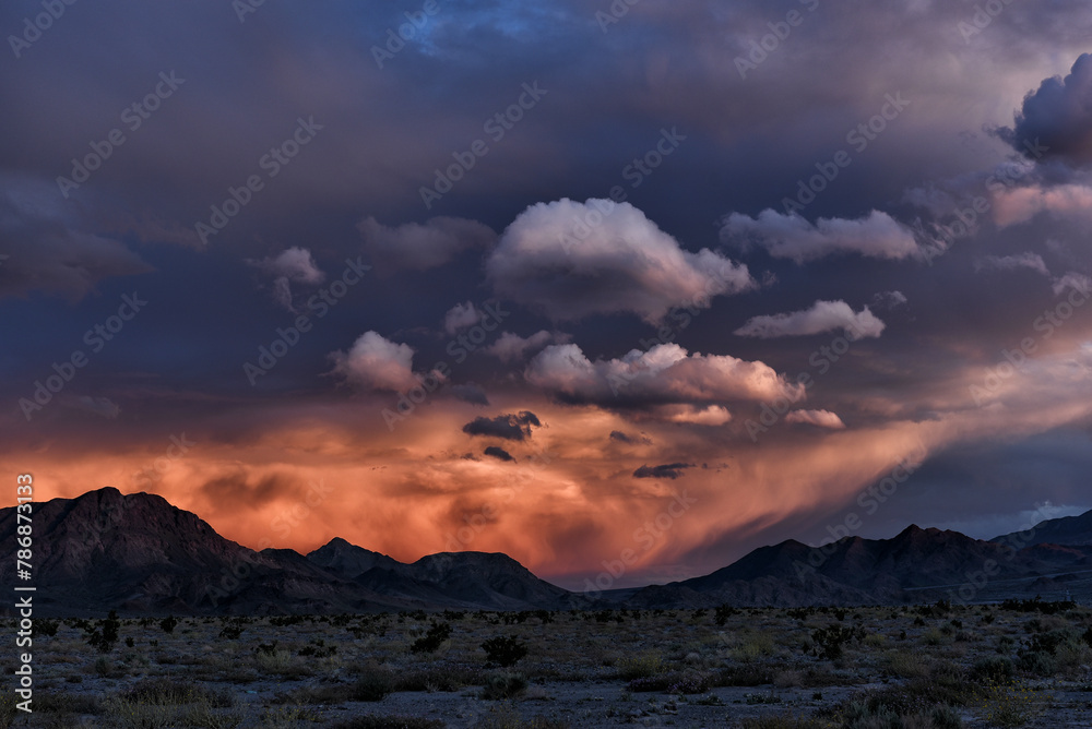 Sunset along Route 127 in the Mojave Desert