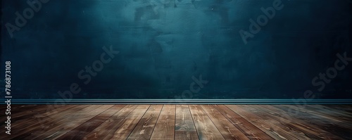 Dark blue wall in empty room photo